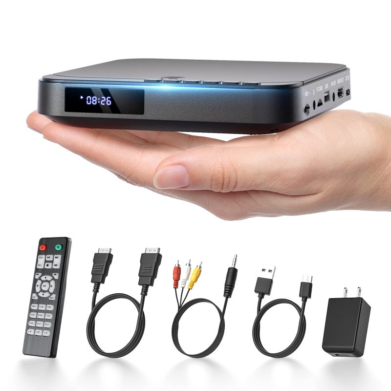 Desobry Mini DVD Player HDMI DESOBRY 1080P HD Small Compact DVD Player for Smart TV with All Region Free DVD CD Player with AV Output USBTF Card Input Remote Control Support PALNTSC - Image 2