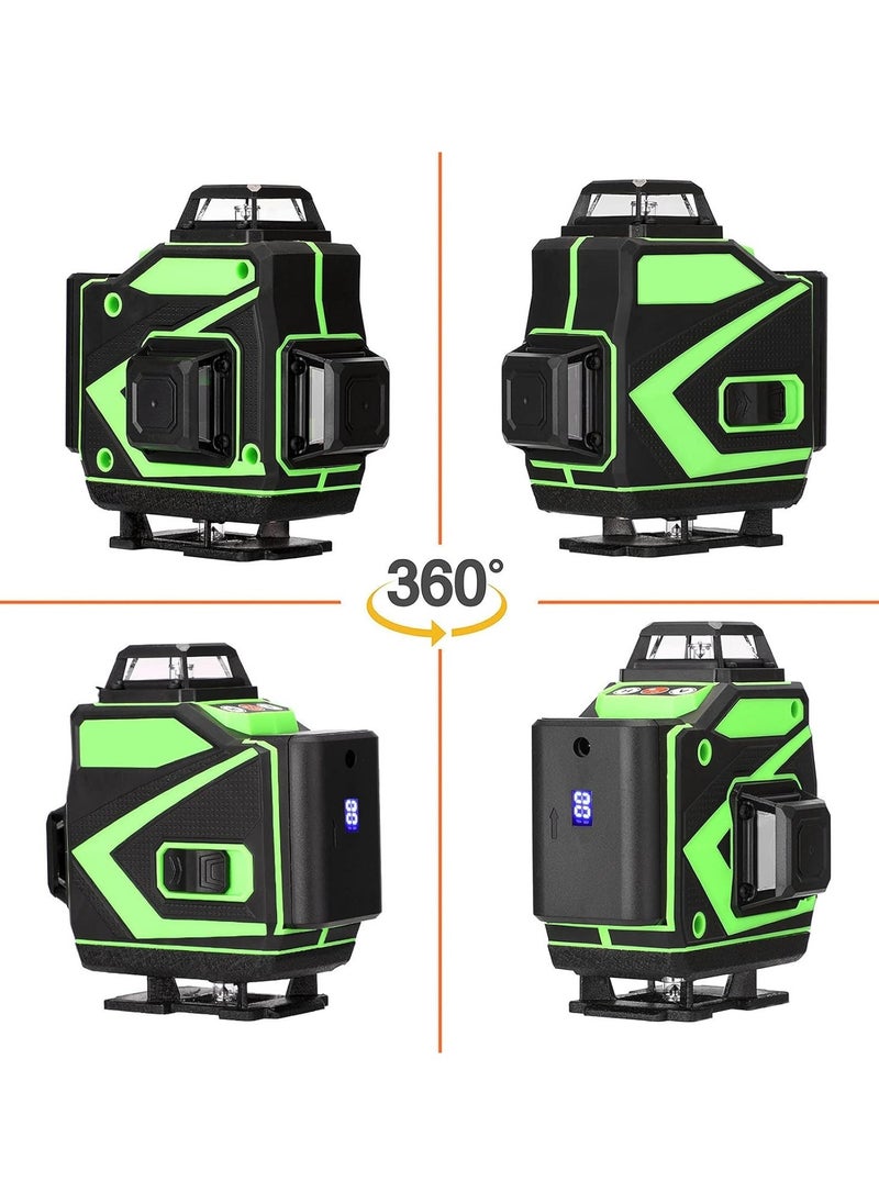 LAESO - 4D 16 Lines Laser Level APP Remote Control Multifunction Level Tool with 3° Self Leveling System Function, Green Self Leveling Laser Level 4x360°  Vertical Horizontal Cross with 2xRechargeable Battery - Image 1