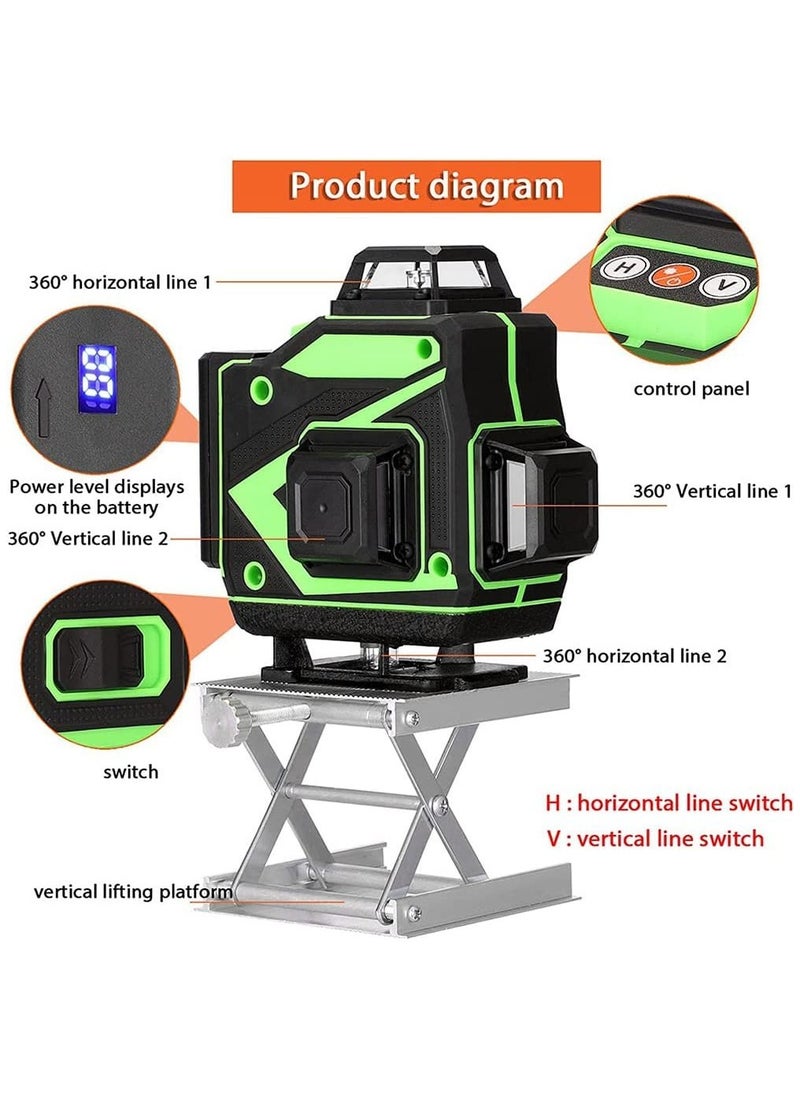 LAESO - 4D 16 Lines Laser Level APP Remote Control Multifunction Level Tool with 3° Self Leveling System Function, Green Self Leveling Laser Level 4x360°  Vertical Horizontal Cross with 2xRechargeable Battery - Image 1