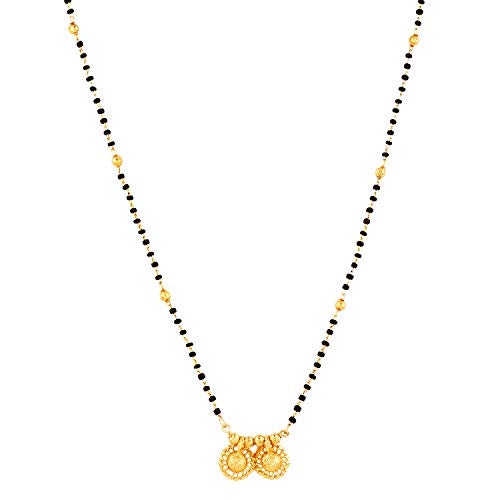 MEENAZ Women's Traditional Temple Forming One Gram Gold Stylish Wedding Meenakari Maharashtrian Stylish Wati Tanmaniya Copper Black Mangalsutra chain golden - MS-ME915 - Image 2
