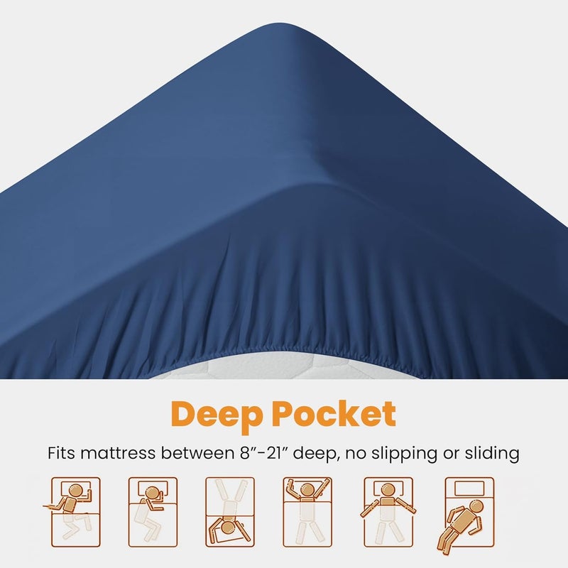MATBEBY Twin Size Mattress Pad - Cooling Breathable Mattress Topper, Quilted Fitted Mattress Protector, Pillow Top Mattress Cover with 8-21" Deep Pocket, Machine Washable, Navy Blue, 39x75 Inches - Image 4