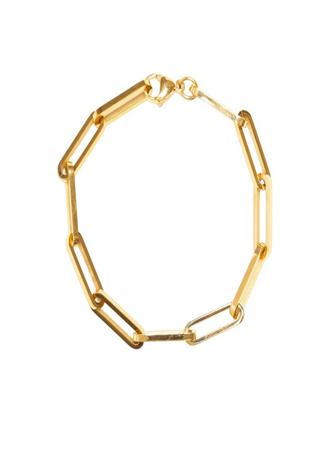 Shapes Studio 18K Gold Plated Thick Paperclip Chain Bracelet for Women/Men - Image 1