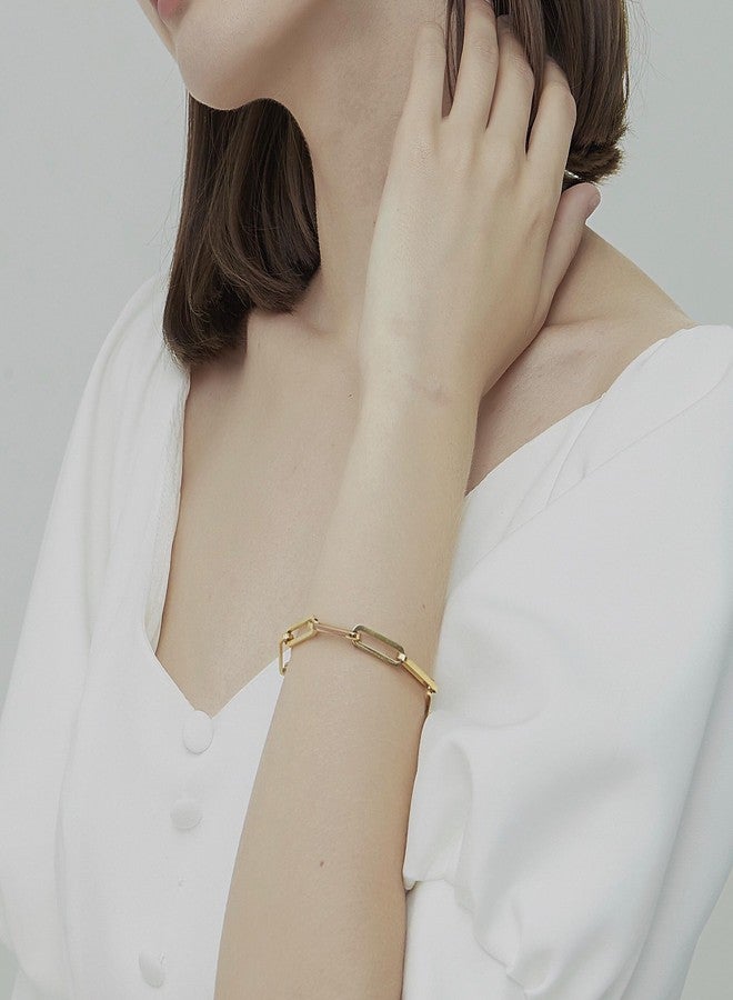 Shapes Studio 18K Gold Plated Thick Paperclip Chain Bracelet for Women/Men - Image 5