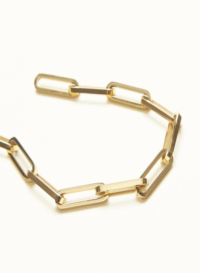 Shapes Studio 18K Gold Plated Thick Paperclip Chain Bracelet for Women/Men - Image 2