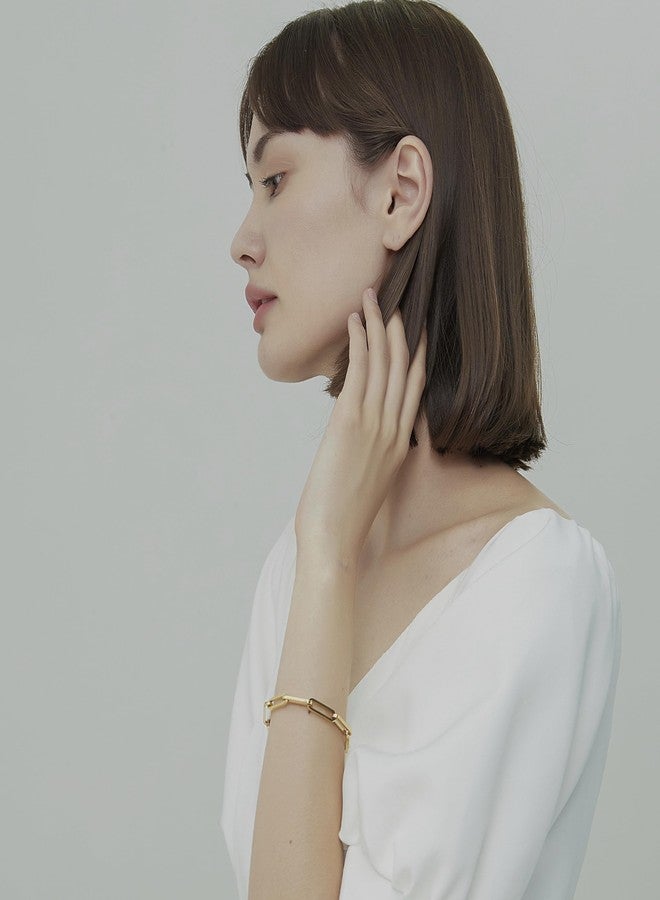 Shapes Studio 18K Gold Plated Thick Paperclip Chain Bracelet for Women/Men - Image 3