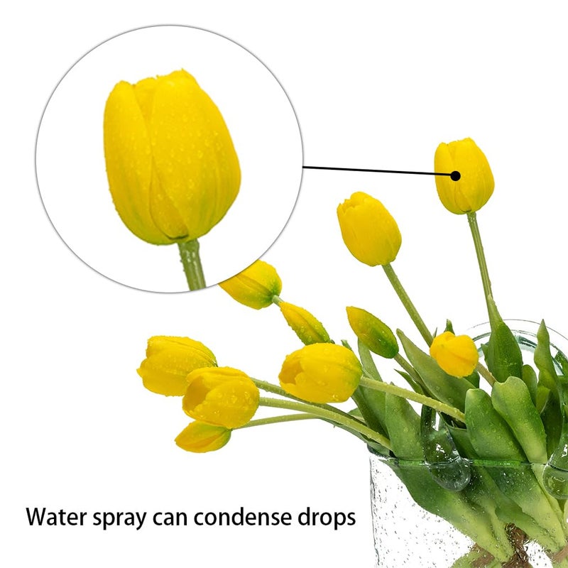 DUYONE 15pcs Artificial Tulips Flowers, Latex Bouquet, Fake Tulips for Office Wedding Party Home Kitchen Garden Decoration(Yellow,15pcs) - Image 3