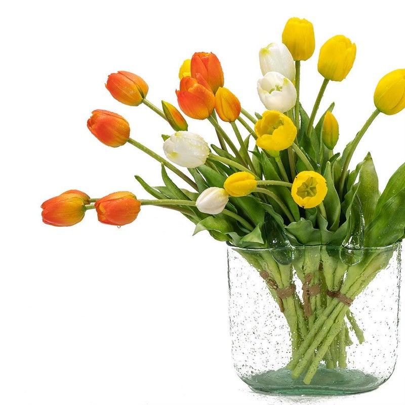 DUYONE 15pcs Artificial Tulips Flowers, Latex Bouquet, Fake Tulips for Office Wedding Party Home Kitchen Garden Decoration(Yellow,15pcs) - Image 5