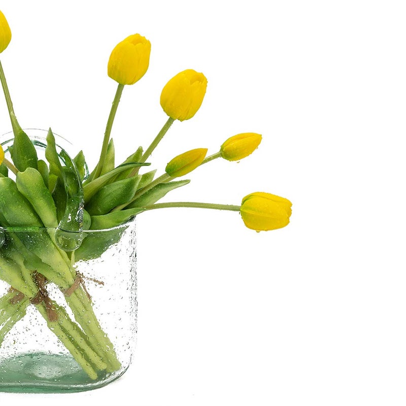 DUYONE 15pcs Artificial Tulips Flowers, Latex Bouquet, Fake Tulips for Office Wedding Party Home Kitchen Garden Decoration(Yellow,15pcs) - Image 4