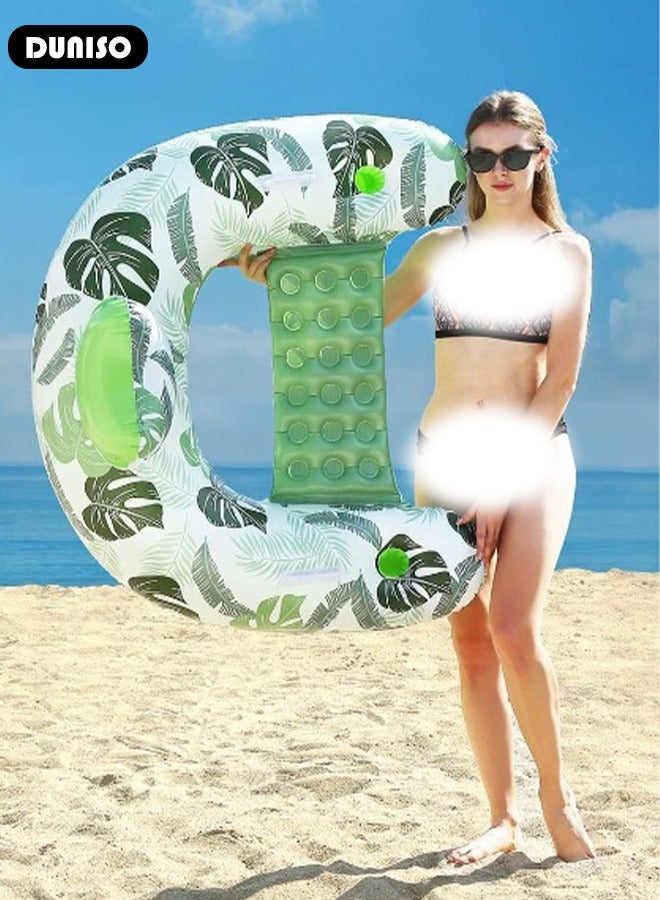 DUNISO Inflatable Pool Floats Adult, Pool Chairs with Cup Holders, Blow up Floating Pool Floats Chair, Portable Inflatable Recliner, Pool,Pool Floaties for Adults Swimming Pool Party Summer Water Fun - Image 5
