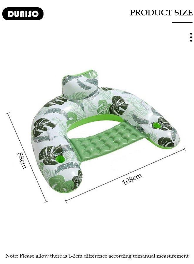 DUNISO Inflatable Pool Floats Adult, Pool Chairs with Cup Holders, Blow up Floating Pool Floats Chair, Portable Inflatable Recliner, Pool,Pool Floaties for Adults Swimming Pool Party Summer Water Fun - Image 4