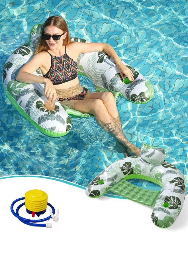 DUNISO Inflatable Pool Floats Adult, Pool Chairs with Cup Holders, Blow up Floating Pool Floats Chair, Portable Inflatable Recliner, Pool,Pool Floaties for Adults Swimming Pool Party Summer Water Fun - Image 1