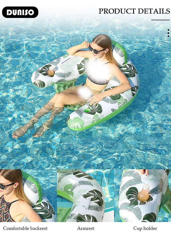 DUNISO Inflatable Pool Floats Adult, Pool Chairs with Cup Holders, Blow up Floating Pool Floats Chair, Portable Inflatable Recliner, Pool,Pool Floaties for Adults Swimming Pool Party Summer Water Fun - Image 3