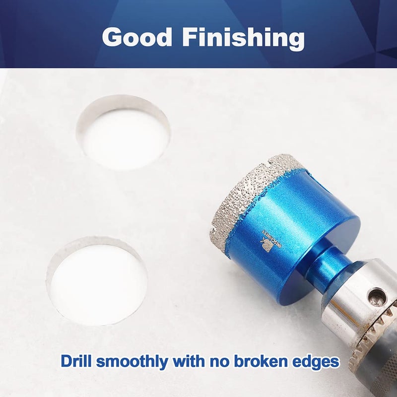 BRSCHNITT Dry Diamond Core Drill Bit Set,BRSCHNITT 2 3/8 Inch (60mm) Diamond Hole Saw Core Drill Bit with Triangle Shank for Porcelain Tile Ceramic Stone Granite Marble - Image 3
