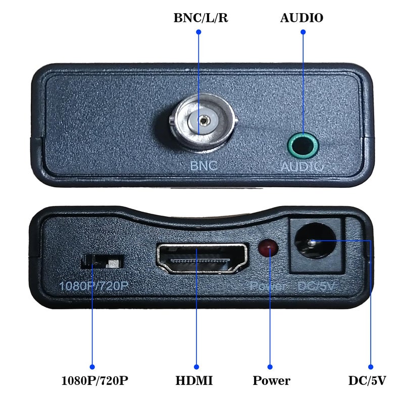 Meekwds محول ميكودز من Coax إلى HDMI، محول BNC إلى HDMI، BNC إلى HDMI CVBS PAL/NTSC، محول فيديو 720P/1080P HDCP لكاميرات الأمان CCTV DVRs المراقبة CVR إلى HDTV، الشاشات والبروجيكتورات - Image 2