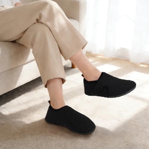 Ultrafun House Slippers for Women Men Slip on Barefoot Slippers Socks Soft Lightweight Rubble Sole House Shoes Indoor/Outdoor (Black, 7.5-8.5 Women/5.5-6.5 Men) - Image 2