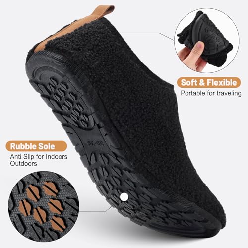 Ultrafun House Slippers for Women Men Slip on Barefoot Slippers Socks Soft Lightweight Rubble Sole House Shoes Indoor/Outdoor (Black, 7.5-8.5 Women/5.5-6.5 Men) - Image 5