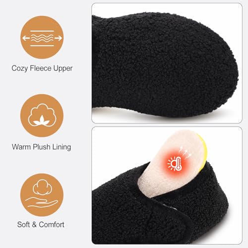 Ultrafun House Slippers for Women Men Slip on Barefoot Slippers Socks Soft Lightweight Rubble Sole House Shoes Indoor/Outdoor (Black, 7.5-8.5 Women/5.5-6.5 Men) - Image 4