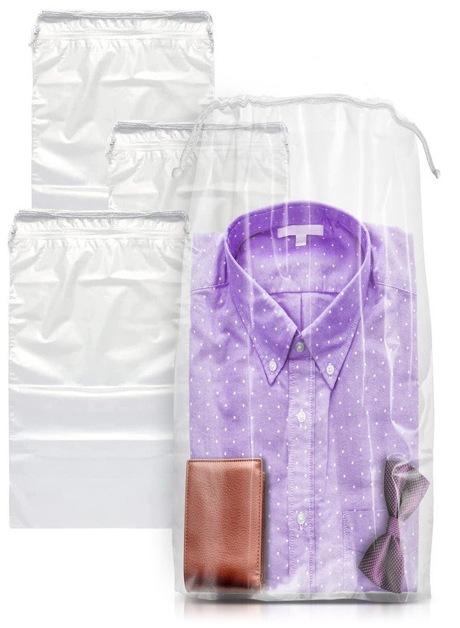 APQ Supply Drawstring Bags, Clear LDPE 2 Mil, 18 x 24 Inches, Pack of 100, Nylon Drawstring, Waterproof Storage & Travel Bags - Image 1