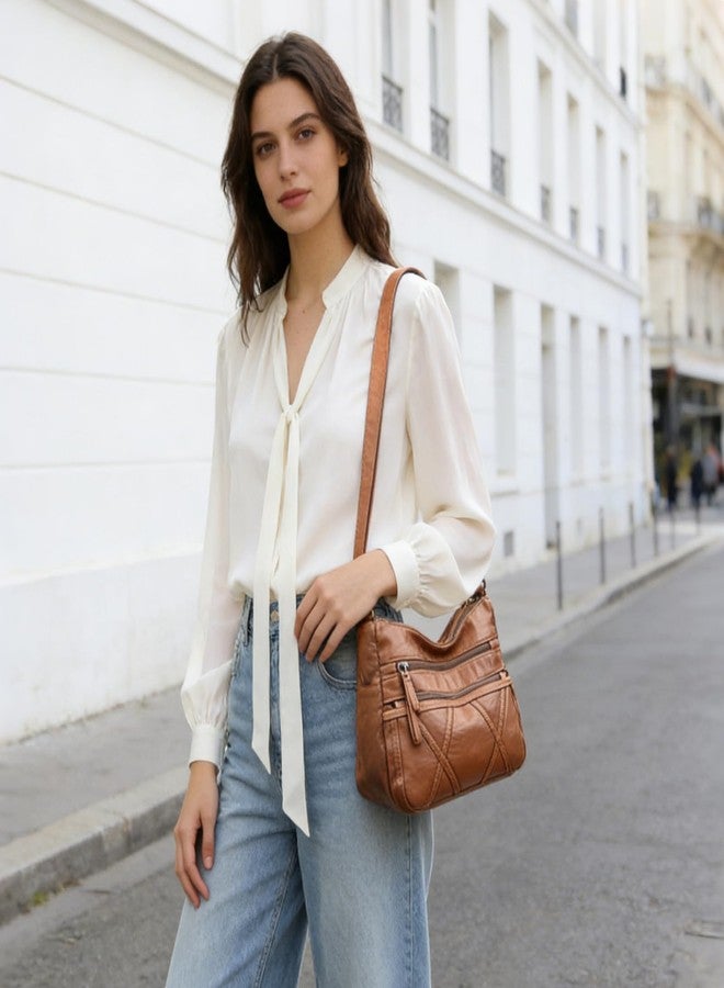 WITERY Women Soft PU Leather Crossboby Bag - Lightweight Multi-Pocket Shoulder Bag Pocketbooks Ladies Medium Purses Handbag Hobo Tote Bags Messenger Bags for Everyday Use/Shopping/Travel - Image 2