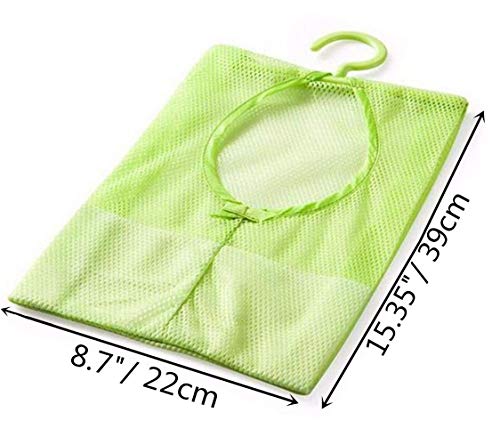 DurReus Multipurpose Clothespin Bag with Hanger Pink Blue Green Hanging Mesh Drying Bag Laundry Shower Caddy Kitchen Bathroom Storage Organizer 3 Pack - Image 3