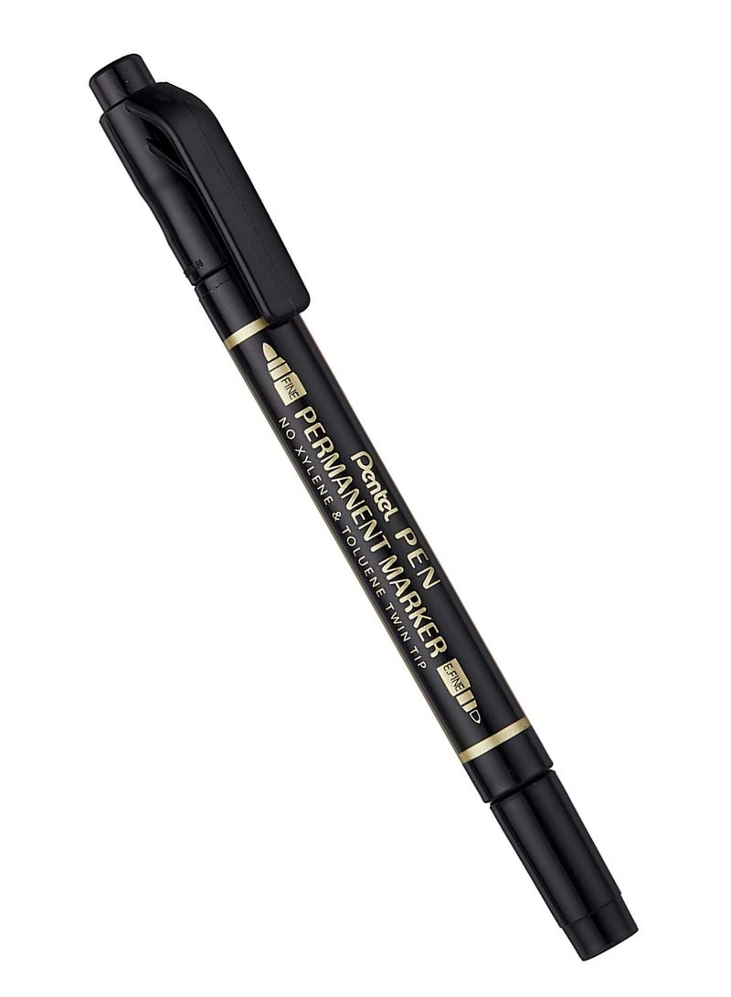 Pentel 12-Piece Twin Tip Permanent Marker Black Ink - Image 2