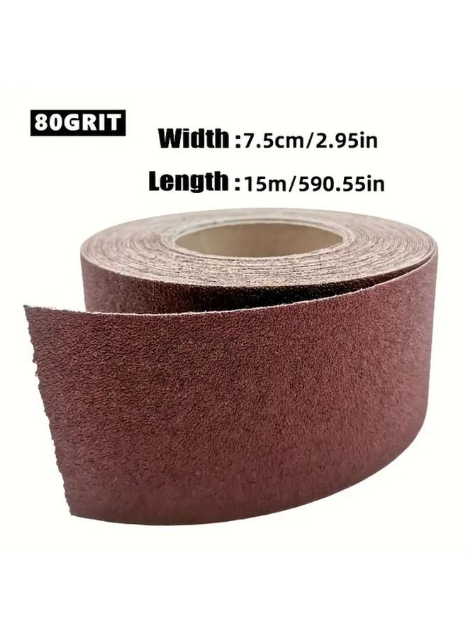 80 Grits Aluminum Oxide Abrasive Sandpaper Roll 2 95inch X 590 55inch For Metal Wood Furniture - Image 1