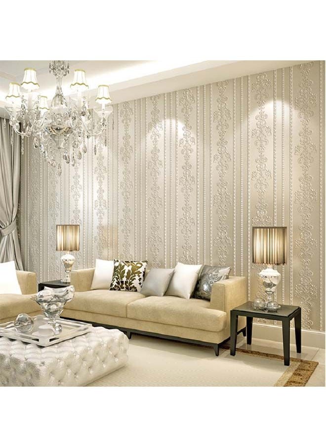 Y&D Warm And Simple European Style Striped Wallpaper White  - Image 1