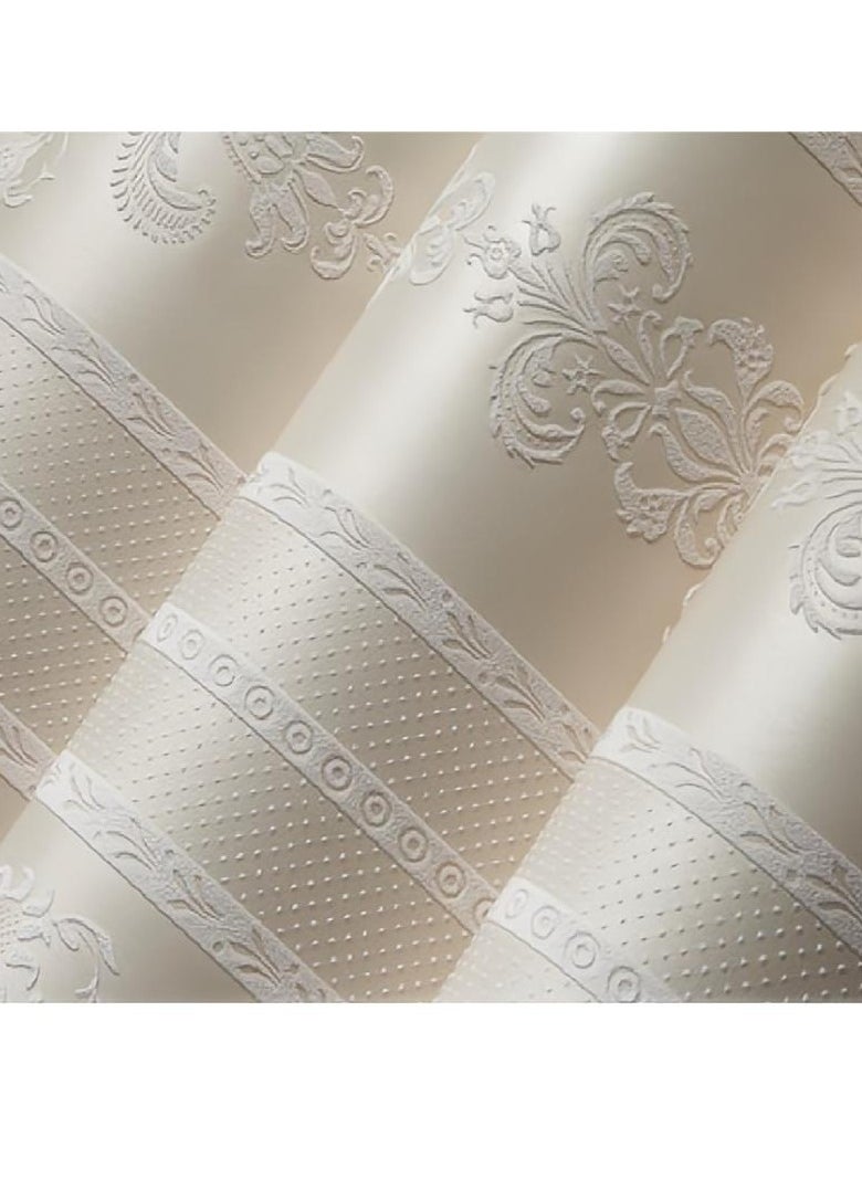 Y&D Warm And Simple European Style Striped Wallpaper White  - Image 2
