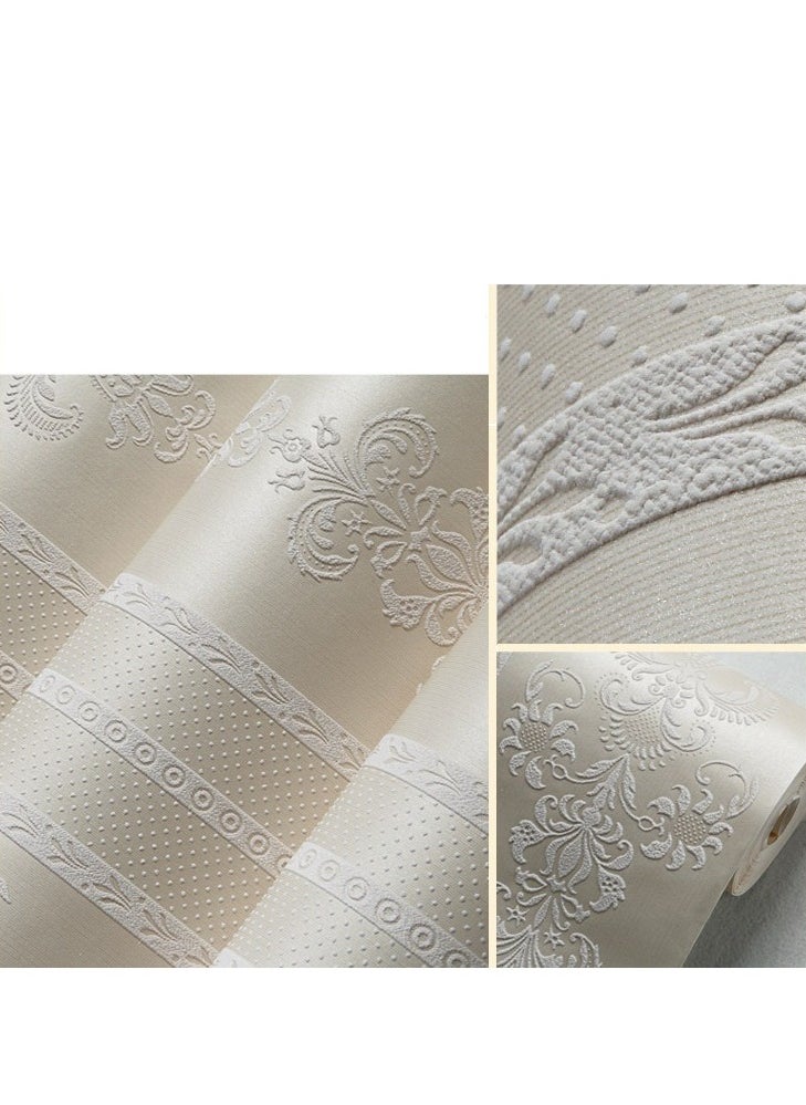 Y&D Warm And Simple European Style Striped Wallpaper White  - Image 3