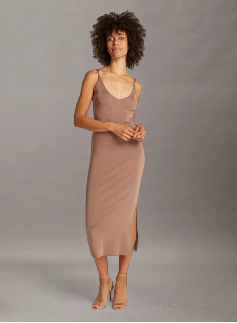CALVIN KLEIN Shine Viscose Knit Slip Dress - Image 1