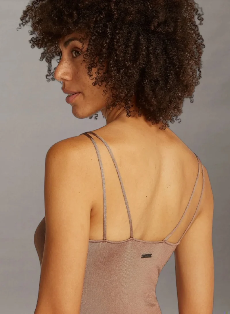 CALVIN KLEIN taupe Shine Viscose Knit Slip Dress for Women | Best Price UAE