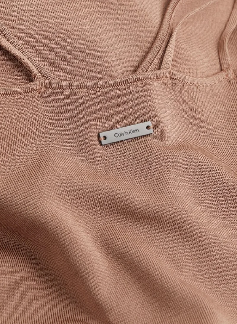 CALVIN KLEIN taupe Shine Viscose Knit Slip Dress for Women | Best Price UAE