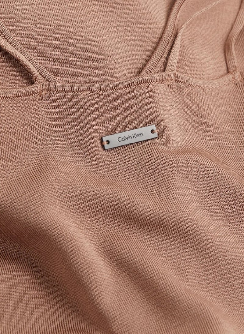 CALVIN KLEIN Shine Viscose Knit Slip Dress - Image 5