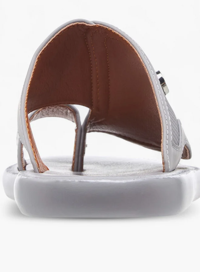 Al Waha Textured Slip-On Arabic Sandals with Toe Loop Detail