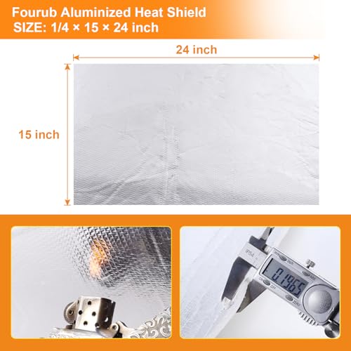 Fourub Automotive High Temperature Resistant Heat Shield Mat Aluminum Foil Ceramic Fiber Material Up to 2280℉ for Thermal Protection(None Adhesive-1/4" X 15" X 24") - Image 2