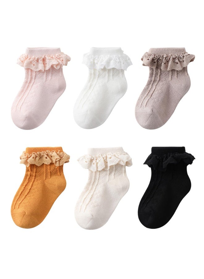 Toddler Lace Sock, Baby Ruffle Socks, Eyelet Frilly Lace Socks For Newborn/Infant/Toddler/Little Girls（1-3T） - Image 1