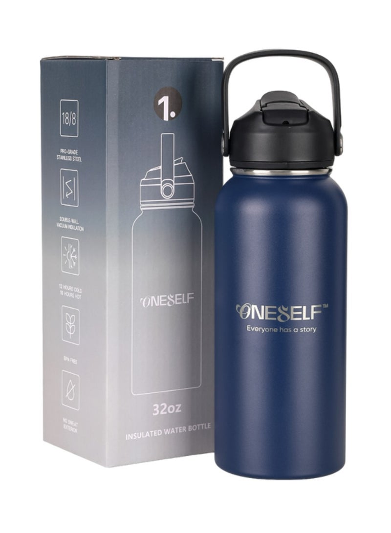 ONESELF Insulated water Bottle, 32Oz Stainless Steel Leak proof water Bottle with Lid for Hot & iced drinks, Spillproof BPA Free Flask for Home, Outdoors, Office, Travel & sports - (1000ml) - Image 1