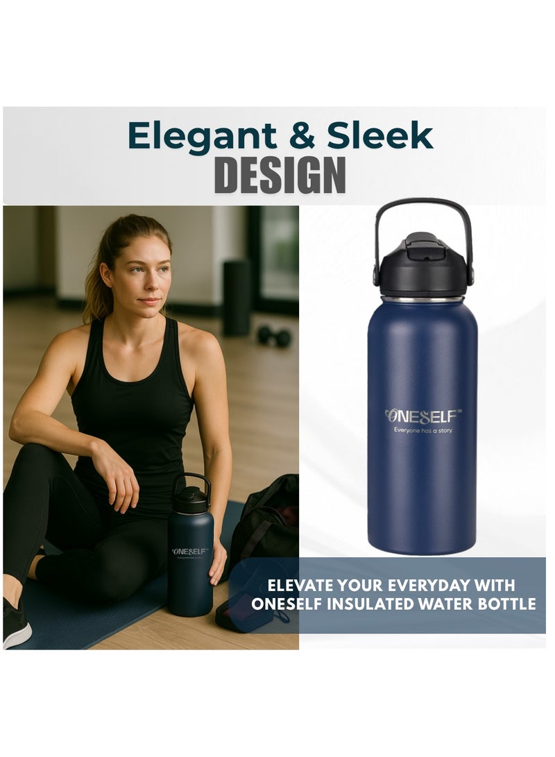 ONESELF Insulated water Bottle, 32Oz Stainless Steel Leak proof water Bottle with Lid for Hot & iced drinks, Spillproof BPA Free Flask for Home, Outdoors, Office, Travel & sports - (1000ml) - Image 2