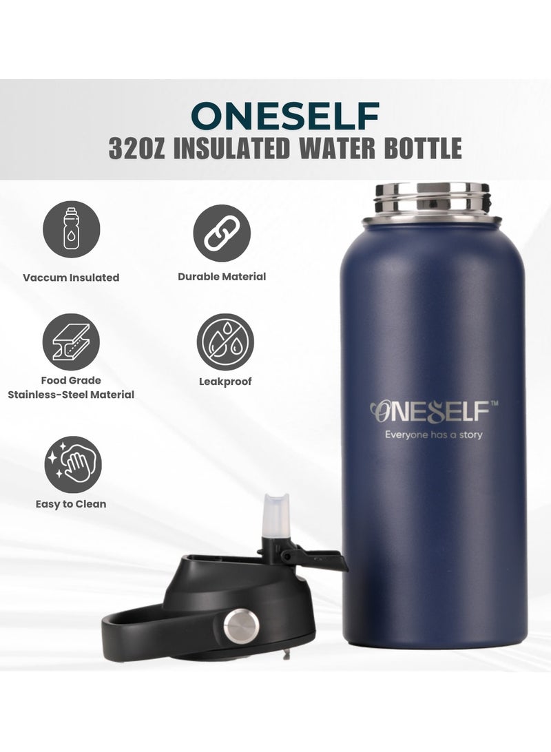 ONESELF Insulated water Bottle, 32Oz Stainless Steel Leak proof water Bottle with Lid for Hot & iced drinks, Spillproof BPA Free Flask for Home, Outdoors, Office, Travel & sports - (1000ml) - Image 5