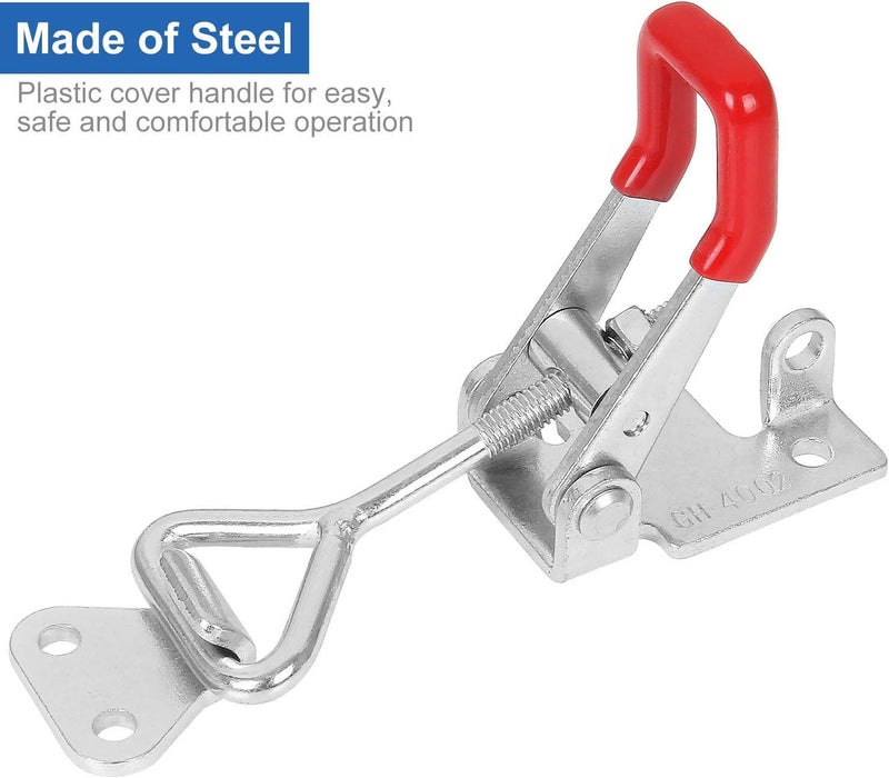 APACALI 10PCS Adjustable Toggle Latch Clamp 550 lbs Toggle Clamp Latch Hasp Clamp GH-4002 Quick Release Pull Latch Silver Metal Draw Latch for Box Case Trunk, Smoker Door, Jig - Image 4