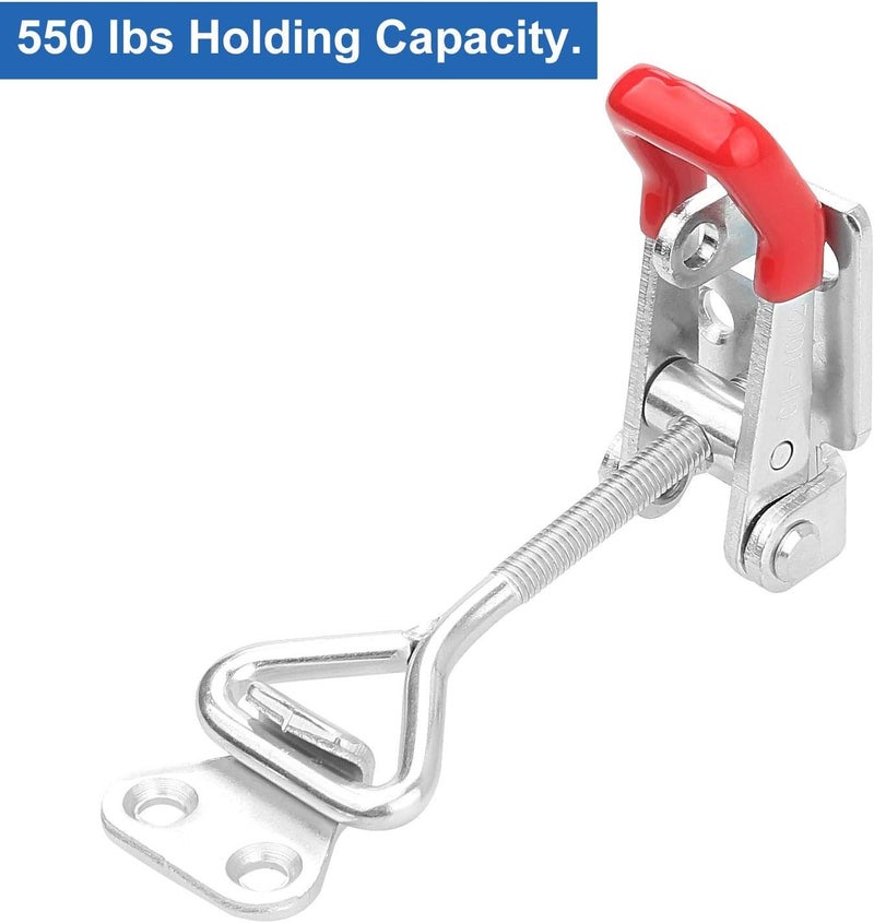 APACALI 10PCS Adjustable Toggle Latch Clamp 550 lbs Toggle Clamp Latch Hasp Clamp GH-4002 Quick Release Pull Latch Silver Metal Draw Latch for Box Case Trunk, Smoker Door, Jig - Image 3