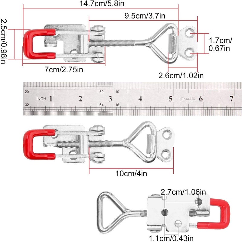 APACALI 10PCS Adjustable Toggle Latch Clamp 550 lbs Toggle Clamp Latch Hasp Clamp GH-4002 Quick Release Pull Latch Silver Metal Draw Latch for Box Case Trunk, Smoker Door, Jig - Image 2