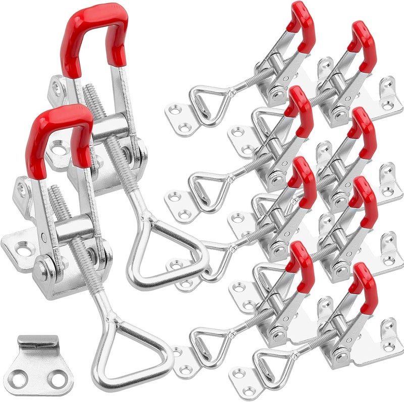 APACALI 10PCS Adjustable Toggle Latch Clamp 550 lbs Toggle Clamp Latch Hasp Clamp GH-4002 Quick Release Pull Latch Silver Metal Draw Latch for Box Case Trunk, Smoker Door, Jig - Image 1