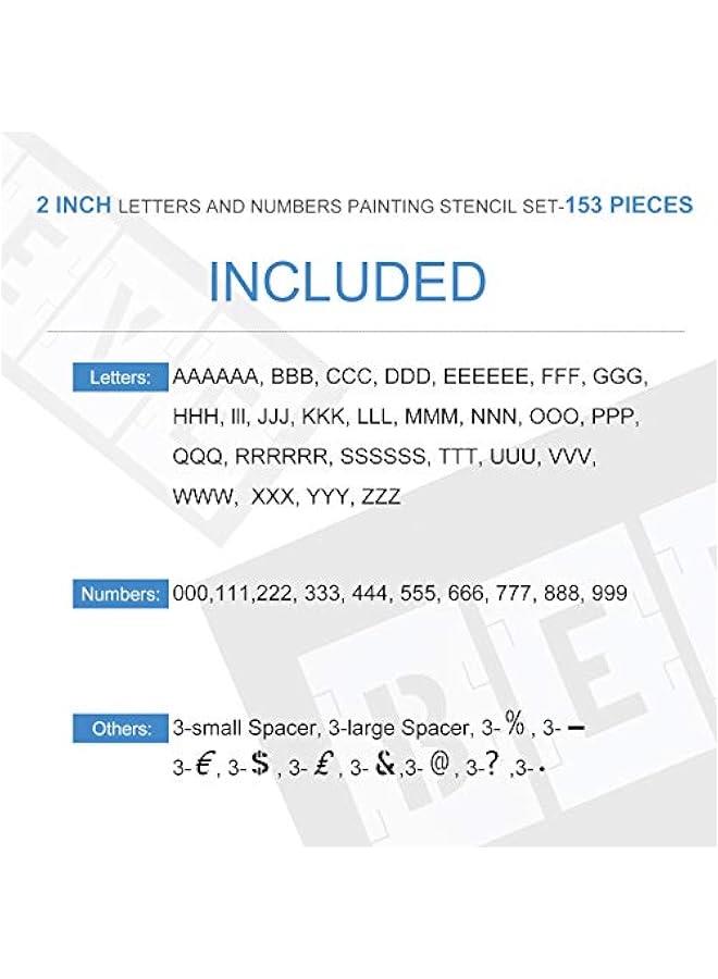 Arabest 153 Pcs 2 Inch Letter Stencils Number Symbol Painting Stencil Set Reusable Plastic Alphabet Painting Templates Interlocking Kit for Wood Wall Fabric Door Craft DIY Art Projects  - Image 3