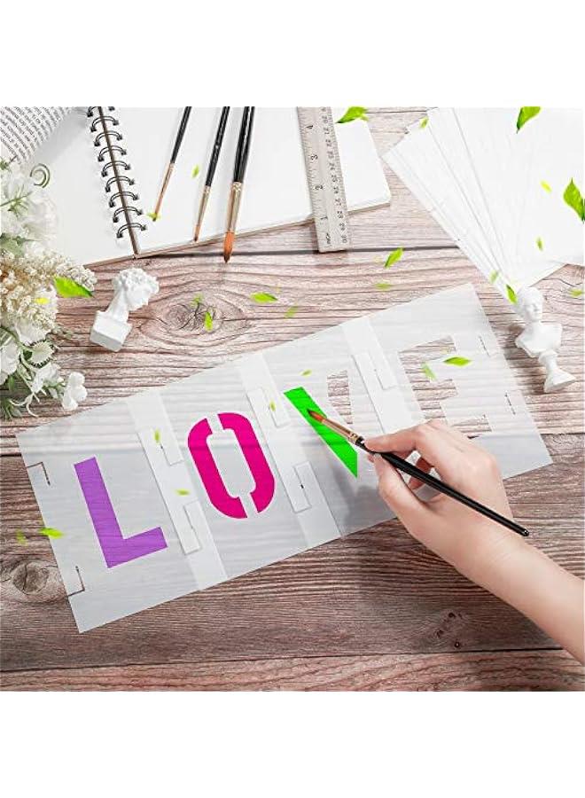 Arabest 153 Pcs 2 Inch Letter Stencils Number Symbol Painting Stencil Set Reusable Plastic Alphabet Painting Templates Interlocking Kit for Wood Wall Fabric Door Craft DIY Art Projects  - Image 4