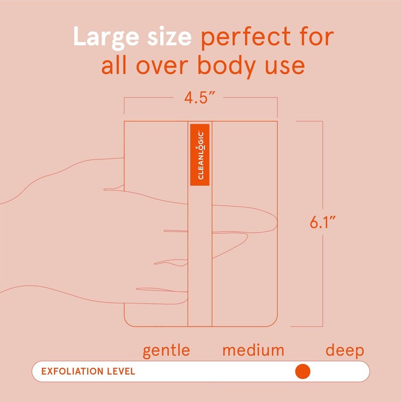 Clean Logic Bath and Body Exfoliating Body Scrubber, Large Exfoliator Tool for Smooth and Softer Skin, Daily Skincare Routine, Assorted Colors, 3 Count Value Pack - Image 4