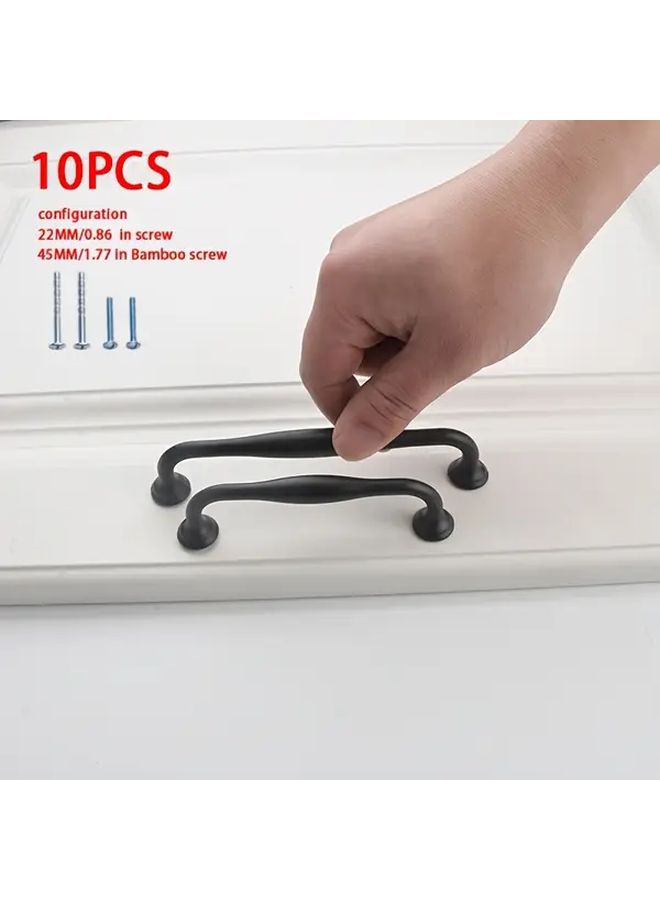 Black Matte Aluminum Cabinet Handles 96mm Hole Spacing 10 Pack - Image 1