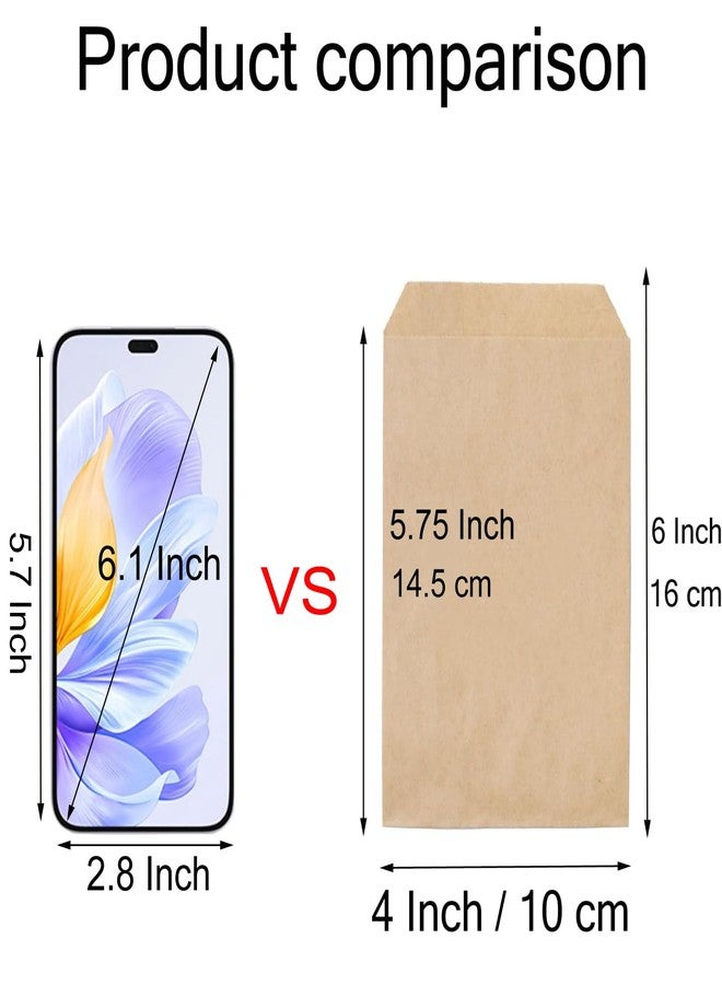 FOCCIUP 100 Pcs 4x6 Inches Brown Kraft Paper Bags Flat Envelopes Merchandise Treat Bag for Party - Image 2