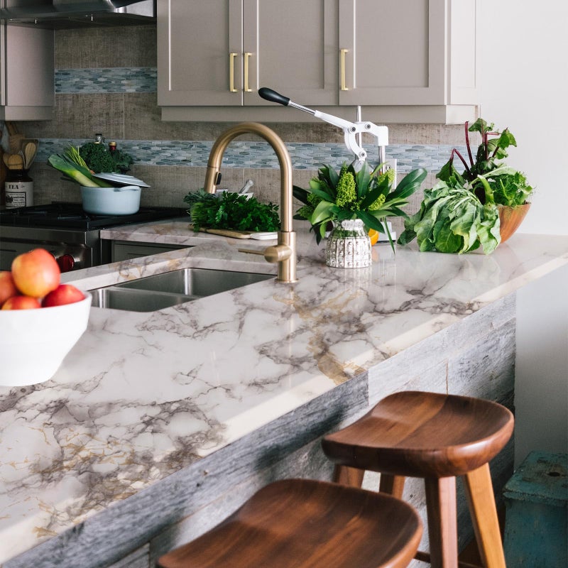 Decoroom 17.71"x118" Marble Contact Paper for Countertops, Glossy Peel and Stick Countertops, Granite Marble Wallpaper for Kitchen and Bathroom Cabinets Vinyl Film Self Adhesive Removable - Image 3