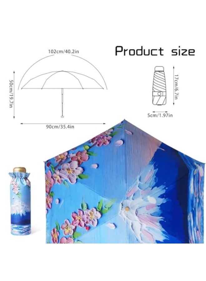 Generic Azonee Travel Umbrella, 5 Ribs Mini Umbrella Strong Umbrella Folding Sun Umbrella Lightweight Windproof Rain Umbrella Small Compact UPF>50+ Protection for Sun Rain Summer Use, Handbag Size  - Image 5